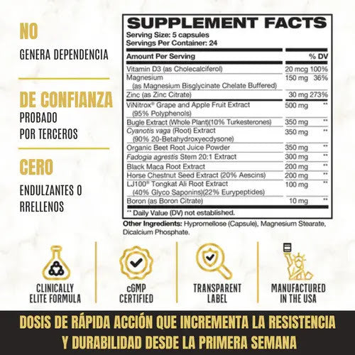 KING MAKER® – Suplemento 13 en 1 para Hombres (120 cápsulas)