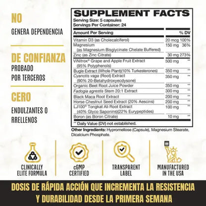 KING MAKER® – Suplemento 13 en 1 para Hombres (120 cápsulas)